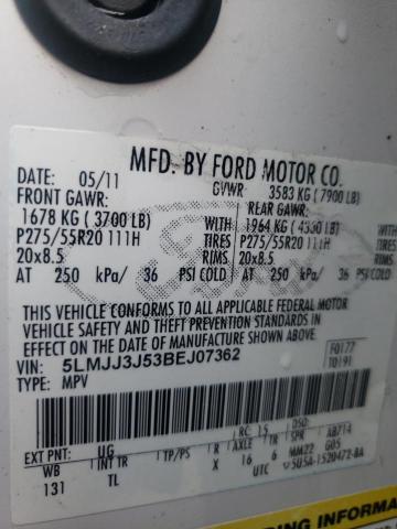 5LMJJ3J53BEJ07362 - 2011 LINCOLN NAVIGATOR 白色 照片 10