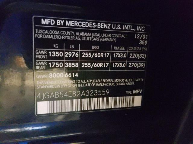 4JGAB54E82A323559 - 2002 MERCEDES-BENZ ML 320 BLUE photo 13