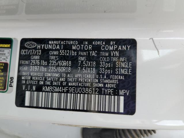 KM8SM4HF9EU038612 - 2014 HYUNDAI SANTA FE G WHITE photo 13