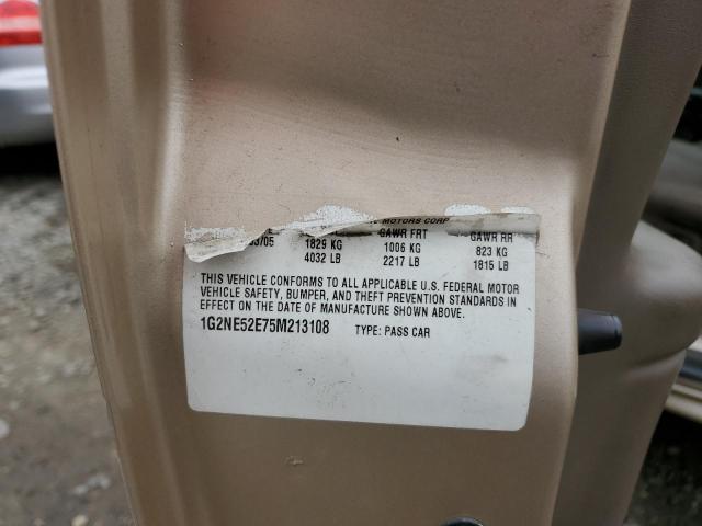 1G2NE52E75M213108 - 2005 PONTIAC GRAND AM S GOLD photo 12