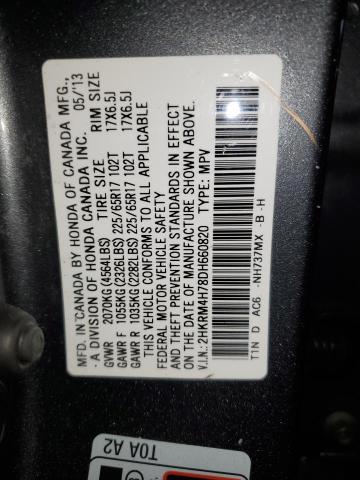 2HKRM4H78DH660820 - 2013 HONDA CR-V EXL CHARCOAL photo 12