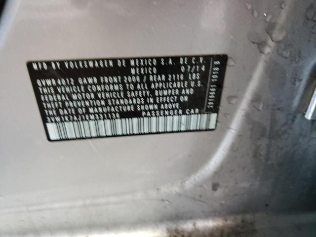 3VW1K7AJ1EM331136 - 2014 VOLKSWAGEN JETTA BASE 银色 照片 12