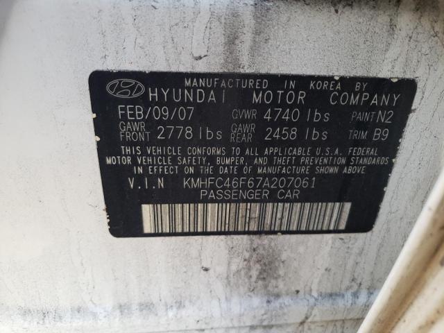 KMHFC46F67A207061 - 2007 HYUNDAI AZERA SE WHITE photo 12