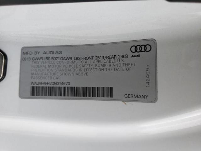 WAUVFAFH7DN014670 - 2013 AUDI A5 PRESTIG WHITE photo 12