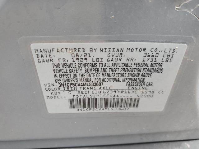 3N1CP5CV4ML533607 - 2021 NISSAN KICKS SV GRAY photo 13