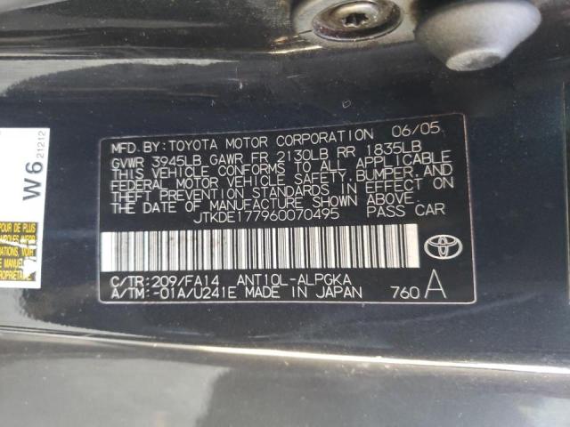 JTKDE177960070495 - 2006 TOYOTA SCION TC أسود صورة 12