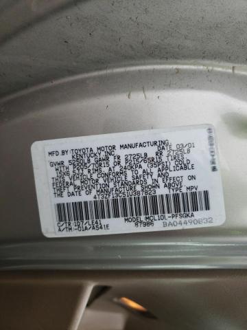 4T3ZF13C51U387823 - 2001 TOYOTA SIENNA LE SILVER photo 14