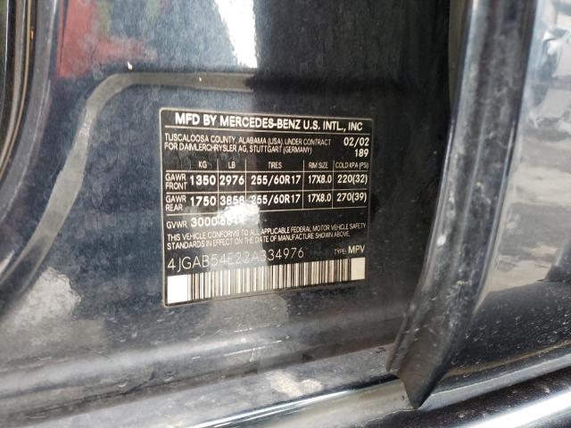 4JGAB54E22A334976 - 2002 MERCEDES-BENZ ML 320 GRAY photo 12