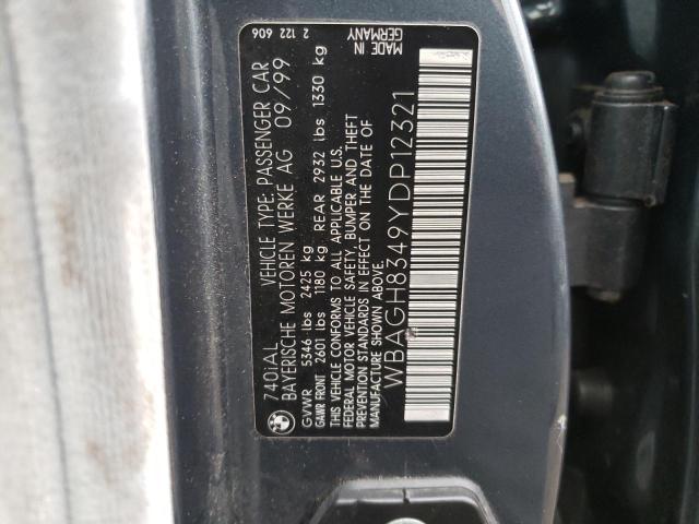 WBAGH8349YDP12321 - 2000 BMW 7 SERIES BLUE photo 12