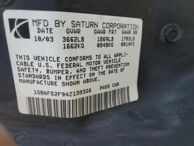 1G8AF52F94Z138326 - 2004 SATURN ION LEVEL Gümüş foto 12