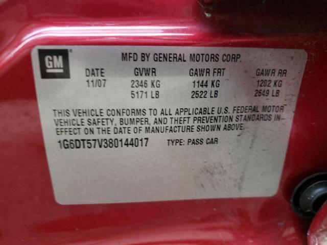 1G6DT57V380144017 - 2008 CADILLAC CTS HI FEA BURGUNDY photo 12