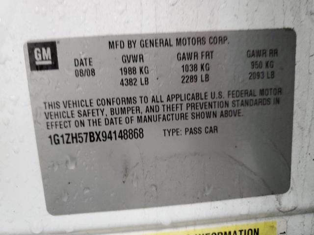 1G1ZH57BX94148868 - 2009 CHEVROLET MALIBU 1LT WHITE photo 12