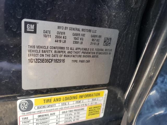 1G1ZC5E06CF182916 - 2012 CHEVROLET MALIBU 1LT 黑色 照片 12