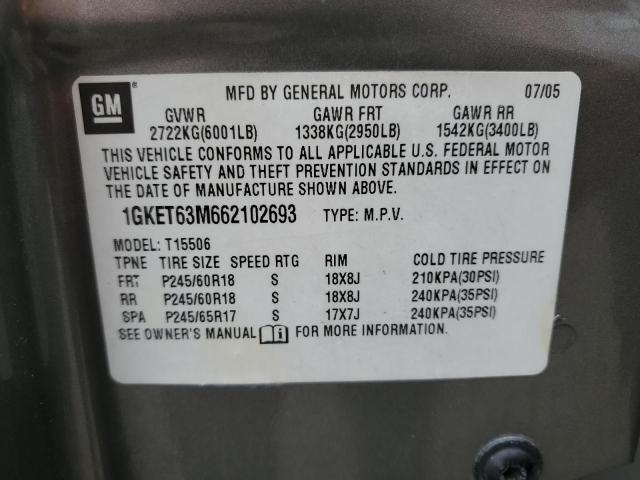 1GKET63M662102693 - 2006 GMC ENVOY DENA GRAY photo 14