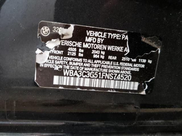 WBA3C3G51FNS74520 - 2015 BMW 320 I XDRI BLACK photo 12