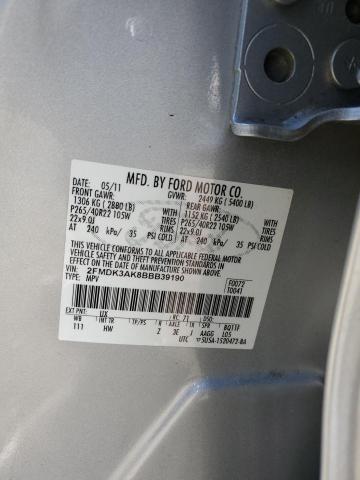 2FMDK3AK8BBB39190 - 2011 FORD EDGE SPORT SILVER photo 13