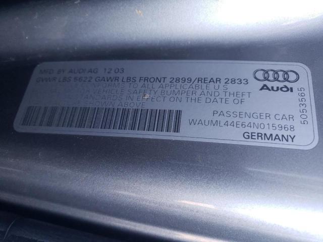 WAUML44E64N015968 - 2004 AUDI A8 L QUATT GRAY photo 12