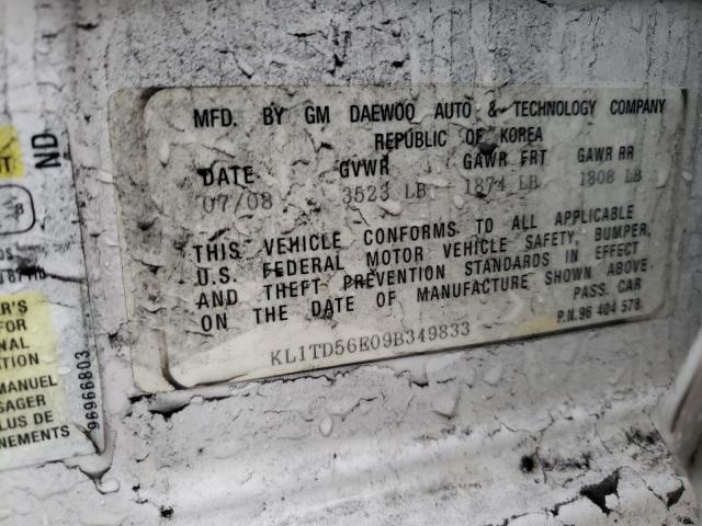 KL1TD56E09B349833 - 2009 CHEVROLET AVEO LS 白色 照片 13