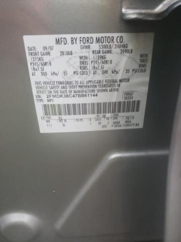 2FMDK38C47BB61144 - 2007 FORD EDGE SILVER photo 12