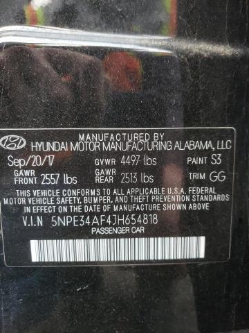 5NPE34AF4JH654818 - 2018 HYUNDAI SONATA SPO BLACK photo 12