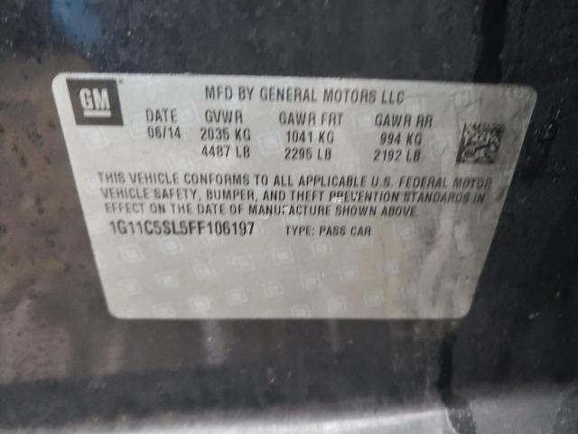 1G11C5SL5FF106197 - 2015 CHEVROLET MALIBU 1LT BLACK photo 12