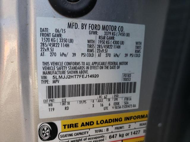 5LMJJ2HT7FEJ14920 - 2015 LINCOLN NAVIGATOR 银色 照片 10