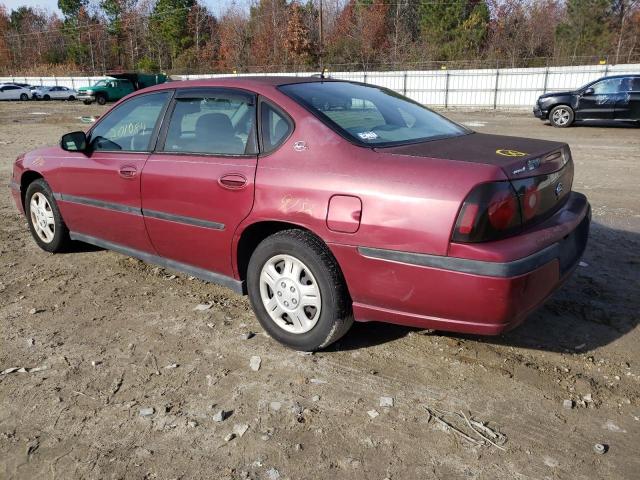 2G1WF52E459371053 - 2005 CHEVROLET IMPALA BURGUNDY photo 2