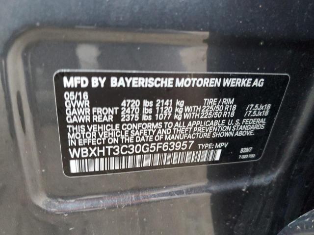 WBXHT3C30G5F63957 - 2016 BMW X1 XDRIVE2 GRAY photo 12