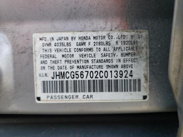 JHMCG56702C013924 - 2002 HONDA ACCORD SE SILVER photo 13