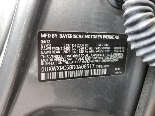 5UXWX9C58D0A08517 - 2013 BMW X3 XDRIVE2 SILVER photo 13