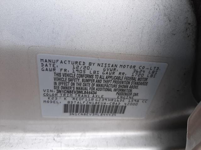 3N1CN8EV3ML844434 - 2021 NISSAN VERSA SV SILVER photo 12