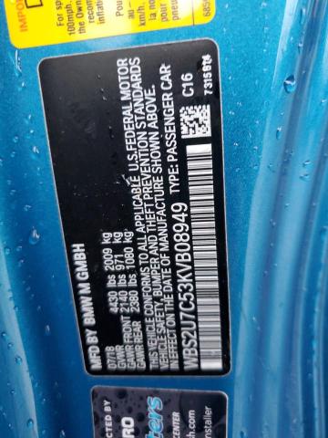 WBS2U7C53KVB08949 - 2019 BMW M2 COMPETI Կապույտ լուսանկար 13