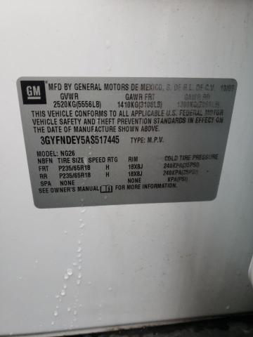 3GYFNDEY5AS517445 - 2010 CADILLAC SRX PERFOR 白色 照片 12