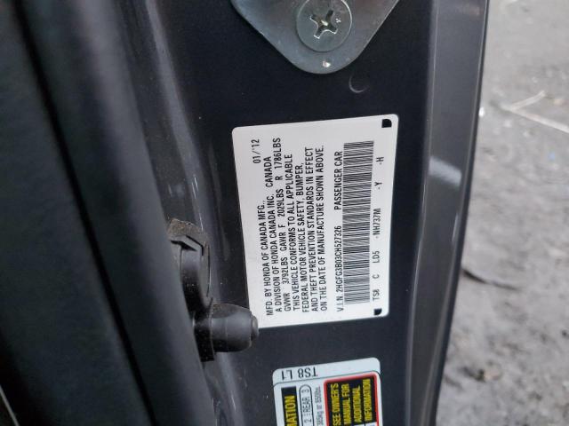 2HGFG3B03CH527326 - 2012 HONDA CIVIC EXL 灰色 照片 12