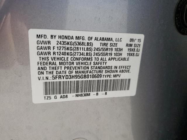 5FRYD3H95GB010609 - 2016 ACURA MDX ADVANC SILVER photo 13