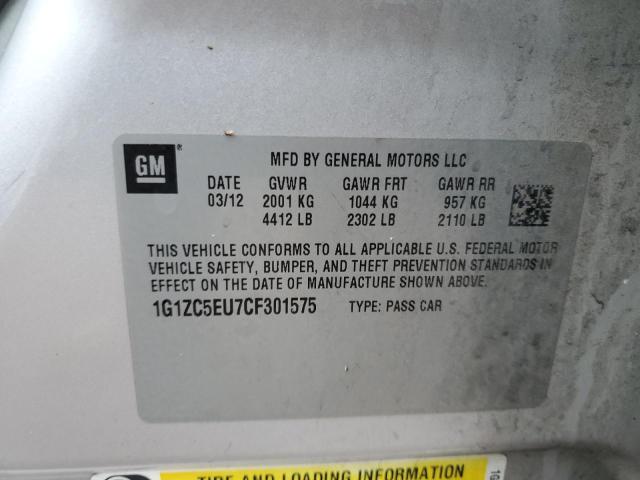 1G1ZC5EU7CF301575 - 2012 CHEVROLET MALIBU 1LT SILVER photo 13