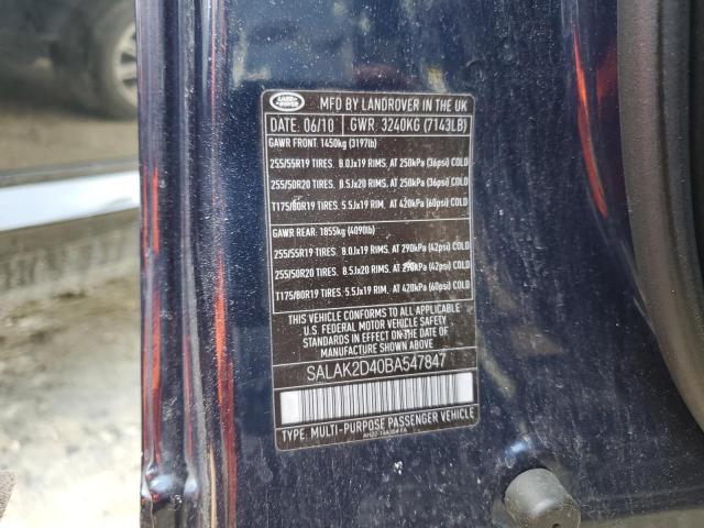 SALAK2D40BA547847 - 2011 LAND ROVER LR4 HSE LU BLUE photo 13