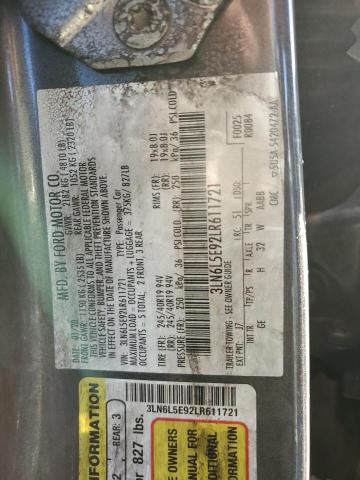 3LN6L5E92LR611721 - 2020 LINCOLN MKZ RESERV გრაფიტი ფოტო 12