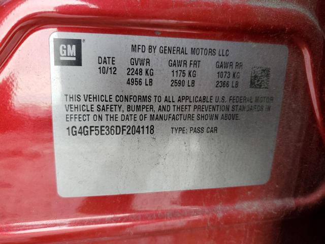 1G4GF5E36DF204118 - 2013 BUICK LACROSSE P RED photo 13