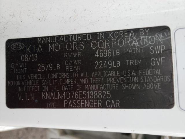 KNALN4D76E5138825 - 2014 KIA CADENZA PR WHITE photo 12