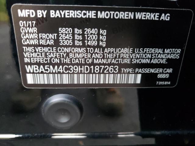 WBA5M4C39HD187263 - 2017 BMW 535 XIGT BLACK photo 10