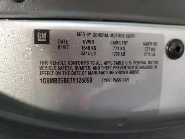 1G8MB35B67Y125890 - 2007 SATURN SKY SILVER photo 12