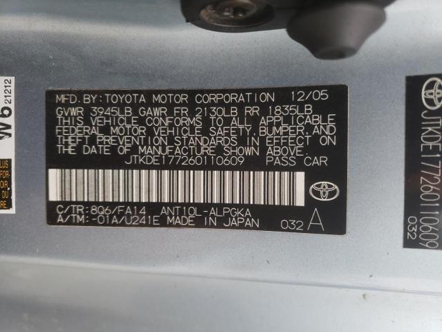 JTKDE177260110609 - 2006 TOYOTA SCION TC 蓝色 照片 12