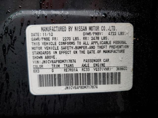 JN1CV6AP8DM717874 - 2013 INFINITI G37 BASE BLACK photo 12