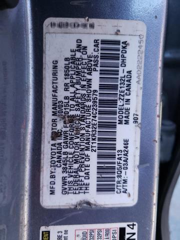 2T1KR32E74C239579 - 2004 TOYOTA MATRIX 蓝色 照片 12