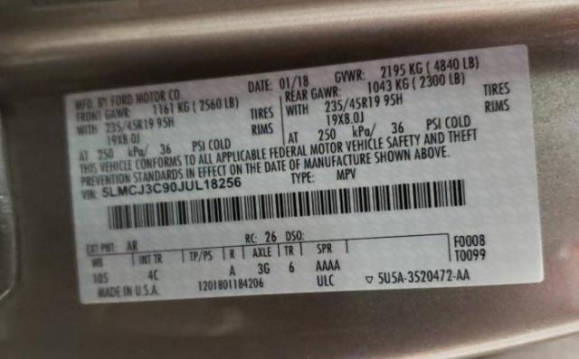 5LMCJ3C90JUL18256 - 2018 LINCOLN MKC RESERV Altın fotoğraf 12