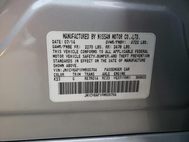 JN1CV6AP1FM500704 - 2015 INFINITI Q40 SILVER photo 12