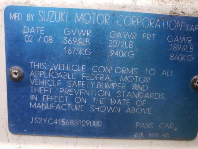 JS2YC415685109000 - 2008 SUZUKI SX4 CONVEN WHITE photo 10