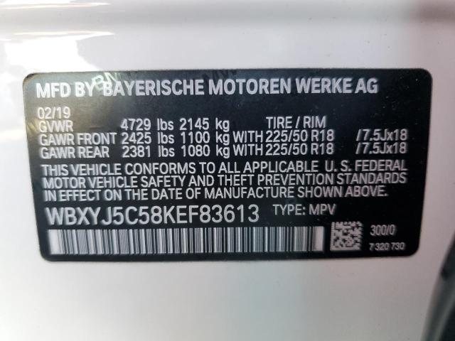 WBXYJ5C58KEF83613 - 2019 BMW X2 XDRIVE2 WHITE photo 13