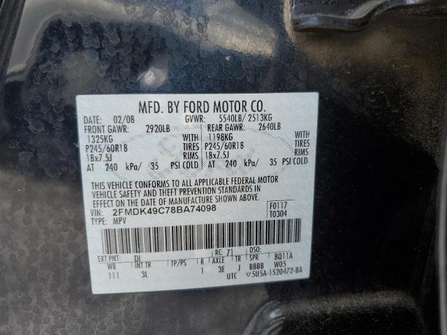 2FMDK49C78BA74098 - 2008 FORD EDGE LIMIT BLACK photo 13